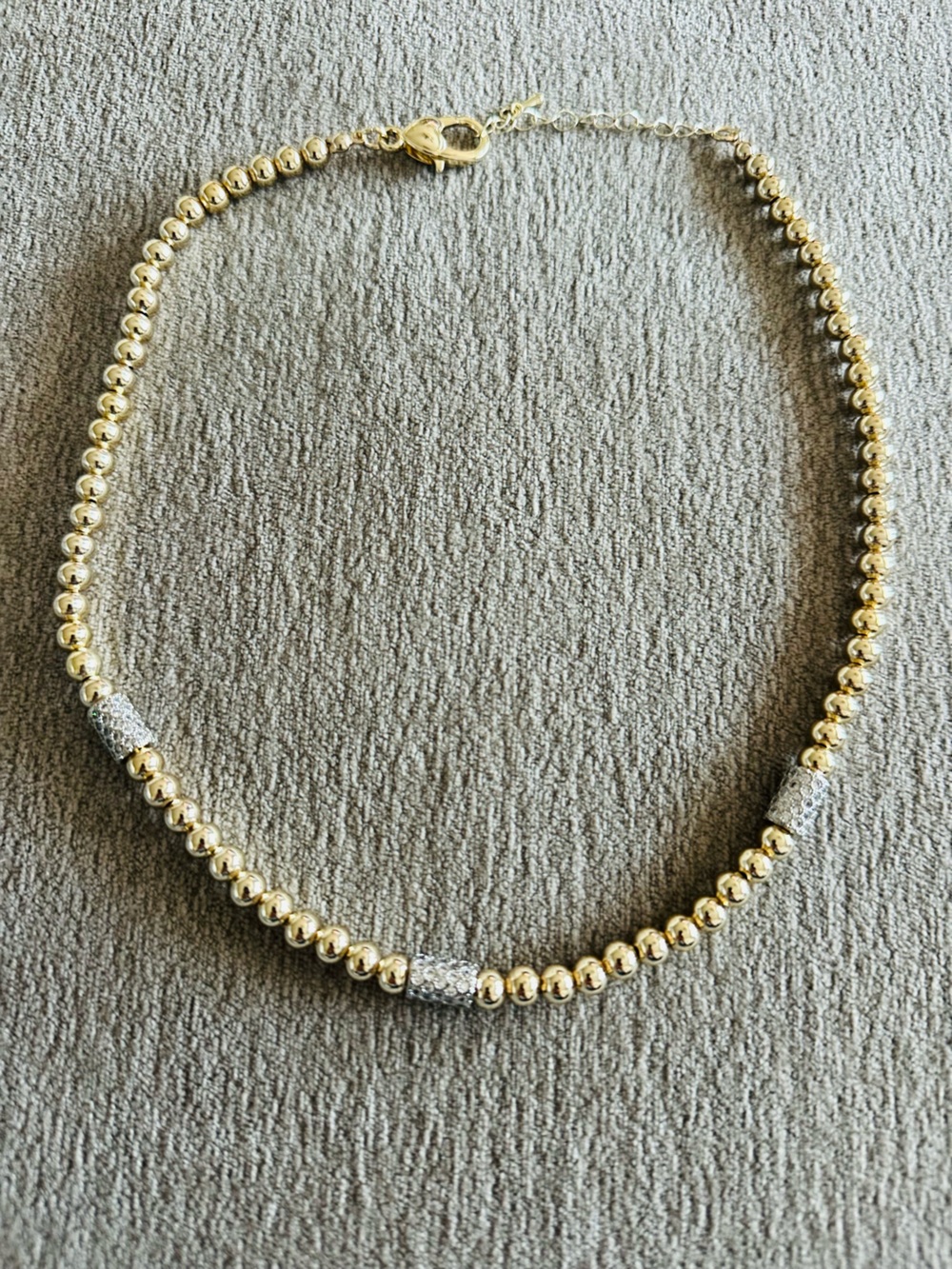 Gold Bead and Pavé Necklace